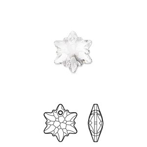 Drop 72pk crystal, Swarovski&reg; 14mm pendant edelweiss 6748