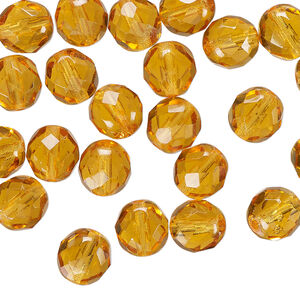 Bead 1pkg600 Czech fire-polished glass, honey, 8mm faceted round. 1/2 mass.