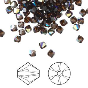 Bead 48pk mocca AB, Crystal Passions&reg; 4mm bicone 5328