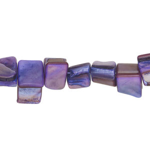 Mother-of-pearl shell 1pkg1, triangle tube bead 15 inch dark purple 8x6mm-12x10mm