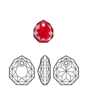 Drop 1pk scarlet, Crystal Passions&reg; 11.5x10mm pendant majestic 6436