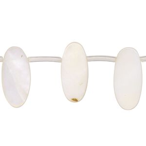 Mother-of-pearl shell 1pkg1, top-drilled flat oval bead 15 inch white 18x6mm-19x9mm
