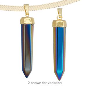 Hemalyke&trade; / brass 1pkg1, electroplated gold-finished point pendant 30x7mm-33x7mm