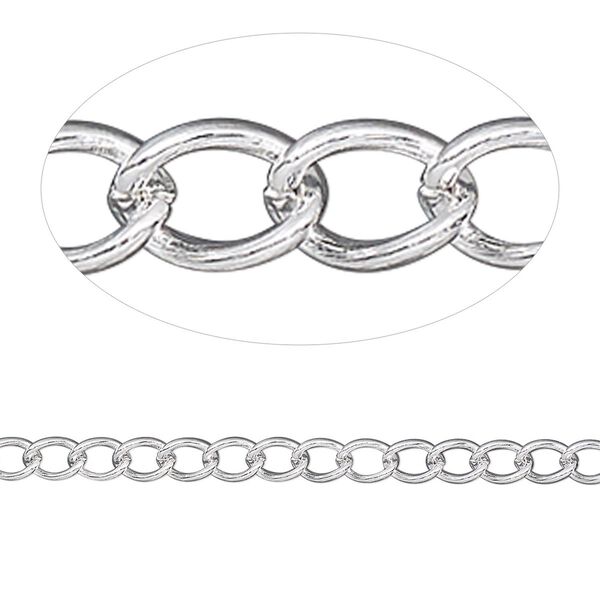 Extender chain 1pkg5 silver-plated curb, 3.5mm, brass 3 inch image number 0