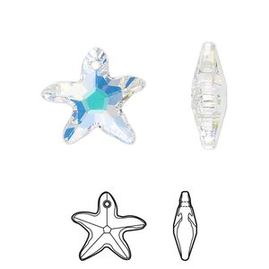 Drop 72pk crystal AB, Swarovski&reg; 17x16mm pendant starfish 6721