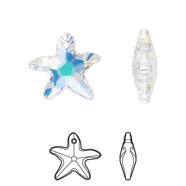 Drop 72pk crystal AB, Swarovski&reg; 17x16mm pendant starfish 6721 image number 0