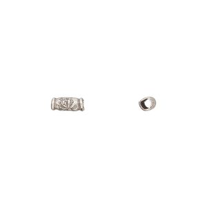 Bead 1pkg20 fine silver, 6x3mm round tube / mini sun, antiqued Hill Tribes