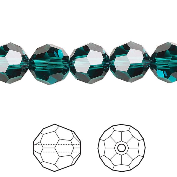 Bead 6pk emerald, Crystal Passions&reg; 10mm round 5000 image number 0