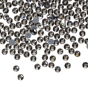 Flat back, Dance With Me&trade; crystal hotfix rhinestone, black diamond, foil back, 3-3.2mm rose, SS12. Sold per pkg of 144 (1 gross).