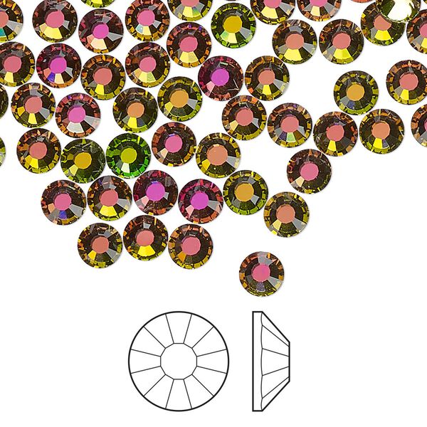 Flat back 144pk crystal vitrail medium, Preciosa Viva 12&reg; Czech crystal rhinestone 4.6-4.8mm chaton rose round SS20 image number 0
