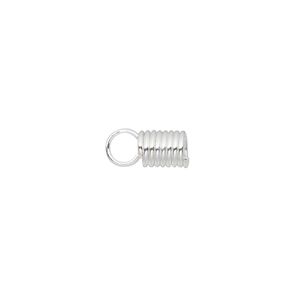 Cord coil glue-in 1pkg40 silver-finished, 11x5.5mm coil / loop / 3.5mm inside diameter, steel