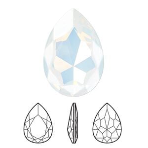 Fancy stone 1pk white opal foil back, Crystal Passions&reg; 30x20mm pear 4327