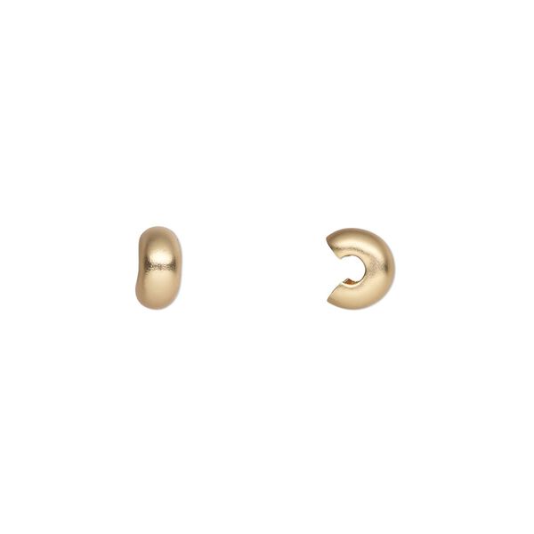 Crimp cover, gold-plated brass with satin finish, 5mm round. Sold per pkg of 100. image number 0