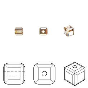 Bead 288pk crystal metallic sunshine, Swarovski&reg; 4mm cube 5601