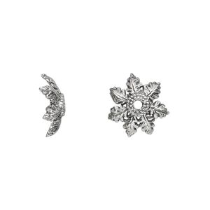 Bead cap, antiqued sterling silver, 13x5mm leaf, fits 11-14mm bead. Sold individually.