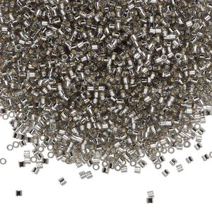 Seed bead, Delica&reg;, glass, pkg/7.5g, #15 round, transparent silver-lined light grey (DBS-0048).