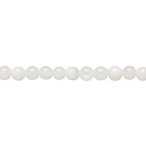 Mother-of-pearl shell 1pkg1, round bead 15.5 to 16 inch white 4mm