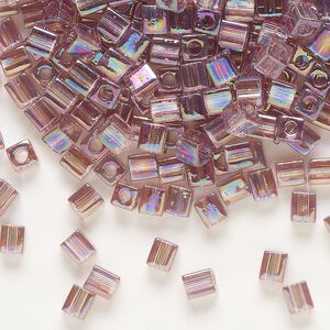 Seed bead, Miyuki, glass, pkg/250g, 3.5-3.7mm square, translucent rainbow smoky amethyst (SB-256).