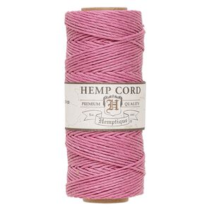 Cord, Hemptique&reg;, polished hemp, bright pink, 1mm diameter, 20-pound test. Sold per 205-foot spool.