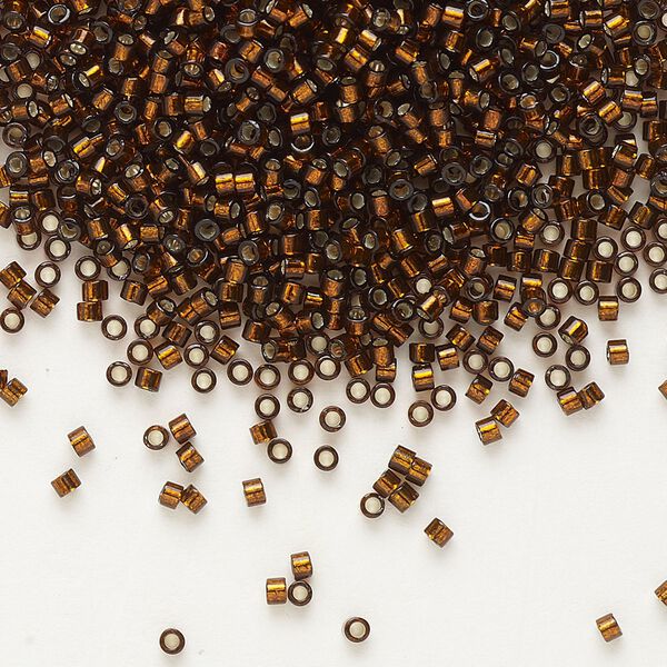 Seed bead, Delica&reg; 1pkg250g glass, #11 round, transparent silver-lined dark topaz / outside dyed (DB-0612) image number 0