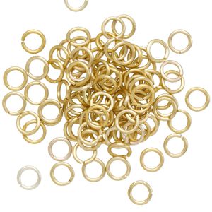Jump ring 1pkg100 aluminum, 5mm round, 20 gauge / 3.4mm inside diameter / gold matte