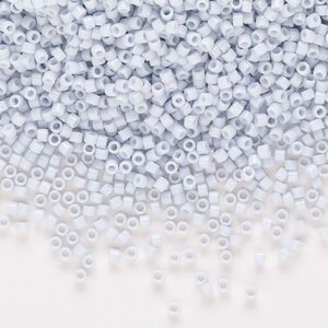 Seed bead, Delica&reg;, glass, pkg/50g, #11 round, opaque glazed luster light grey (DB-0209-1).