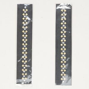Iron-on transfer 1pkg2 crystal clear and matte gold, Crystal Passions&reg; SS16 round / 3-4mm, 5 inch