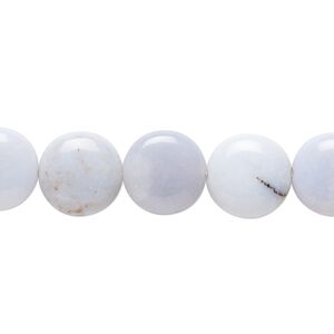 Blue chalcedony 1pkg1, flat round bead natural 8 inch 12mm