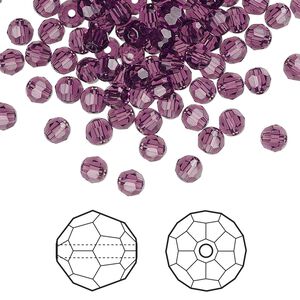 Bead 144pk amethyst, Crystal Passions&reg; 4mm round 5000