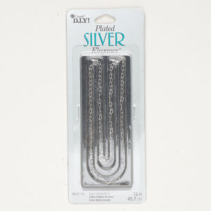 Chain 1pkg1 silver-plated heart, 3mm / springring clasp, brass 18 inch