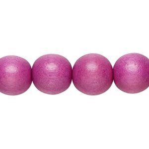 Bead 1pkg1, Taiwanese cheesewood (dyed / waxed), light purple, 11-12mm round, 15-1/2 to 16 inches.