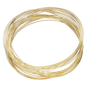 Memory wire, Beadalon&reg;, gold-plated carbon steel, 2-1/2 x 1-3/4 inch oval bracelet, 0.6-0.75mm thick. Sold per 0.35-ounce pkg, approximately 23 loops.