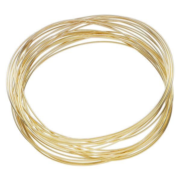 Memory wire, Beadalon&reg;, gold-plated carbon steel, 2-1/2 x 1-3/4 inch oval bracelet, 0.6-0.75mm thick. Sold per 0.35-ounce pkg, approximately 23 loops. image number 0
