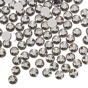 Flat back, Dance With Me&trade; crystal rhinestone, black diamond, foil back, 4.6-4.8mm rose, SS20. Sold per pkg of 144 (1 gross).