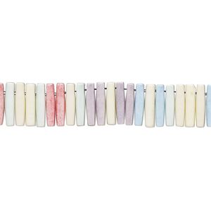 Bead, porcelain, opaque shiny multicolored, 8.5x2mm stick. Sold per 8-inch strand, approximately 100 to 125 beads.