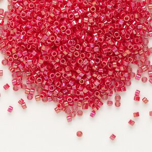 Seed bead, Delica&reg;, glass, pkg/7.5g, #11 round, opaque rainbow red (DB-0162).