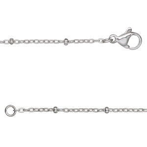 Chain 1pkg1 cable, 1.4mm / 2.2x1mm rondelle / lobster claw clasp, stainless steel 30 inch