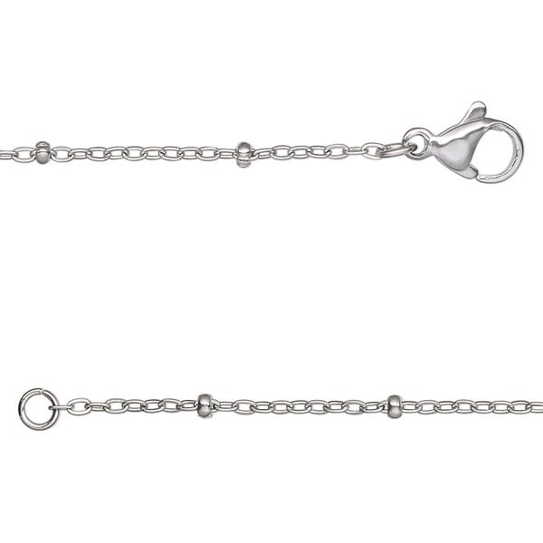 Chain 1pkg1 cable, 1.4mm / 2.2x1mm rondelle / lobster claw clasp, stainless steel 30 inch image number 0
