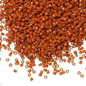Seed bead, Delica&reg;, glass, pkg/7.5g, #11 round, Duracoat&reg; opaque outside dyed terra cotta (DB-2352).