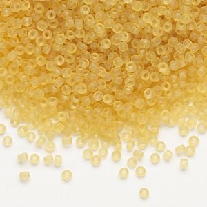 Seed bead, Dyna-Mites&trade;, glass, pkg/40g, #11 round, translucent matte light amber yellow, (3MA 11/0 RR).