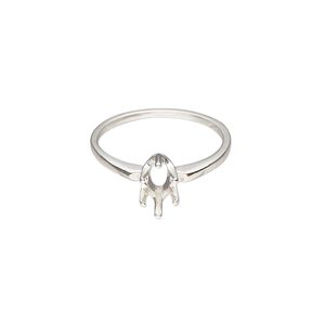 Ring, Sure-Set&trade;, sterling silver, 8x4mm 6-prong marquise basket setting, size 6.5. Sold individually.