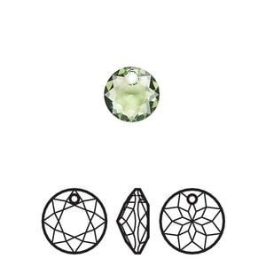 Drop 4pk peridot, Crystal Passions&reg; 8mm pendant classic cut 6430