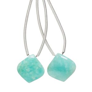 Amazonite 1pkg2, hand-cut top-drilled puffed teardrop bead natural 14x14mm