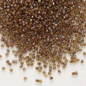 Seed bead, Delica&reg;, glass, pkg/250g, #11 round, translucent cinnamon-lined luster topaz (DB-0287).