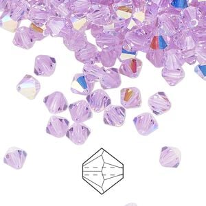 Bead 24pk violet AB, Preciosa Czech crystal 5mm bicone