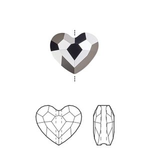 Bead 12pk crystal silver night 2X, Crystal Passions&reg; 12mm love 5741