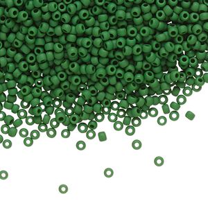Seed bead, TOHO BEADS&reg;, glass, pkg/250g, #11 round, opaque frosted pine green (TR-11-47HF).