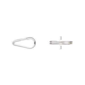 Split ring 1pkg10 silver-plated, 12x6mm teardrop, 9x3.5mm inside diameter / steel