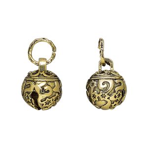 Bell, gold-finished brass, 12mm with star design and clapper. Sold individually.
