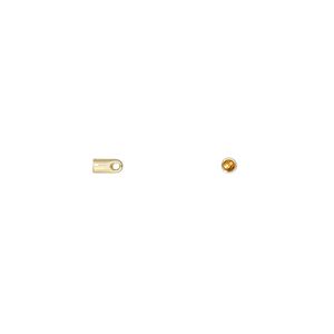 Cord end glue-in 1pkg100 gold-finished, 4x2mm / 1mm inside diameter, brass